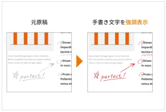 京セラ手書き文字強調表示