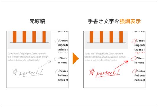 京セラ手書き文字強調表示